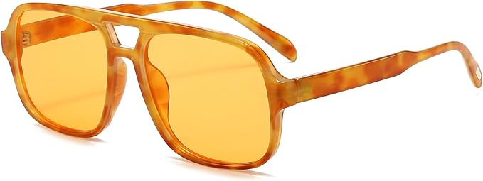 Retro Aviator Sunglasses for Women Men Trendy Classic 70s Square Aviator Sun Glasses Vintage Shades