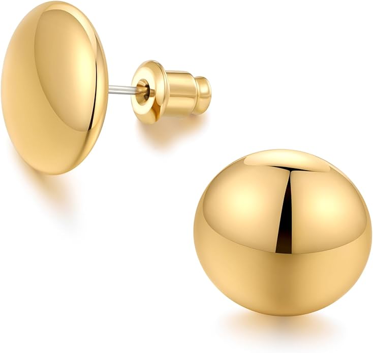 FAMARINE Dot Earrings Gold Silver Stud Earrings for Women Flat Round Earring Minimalist Earring