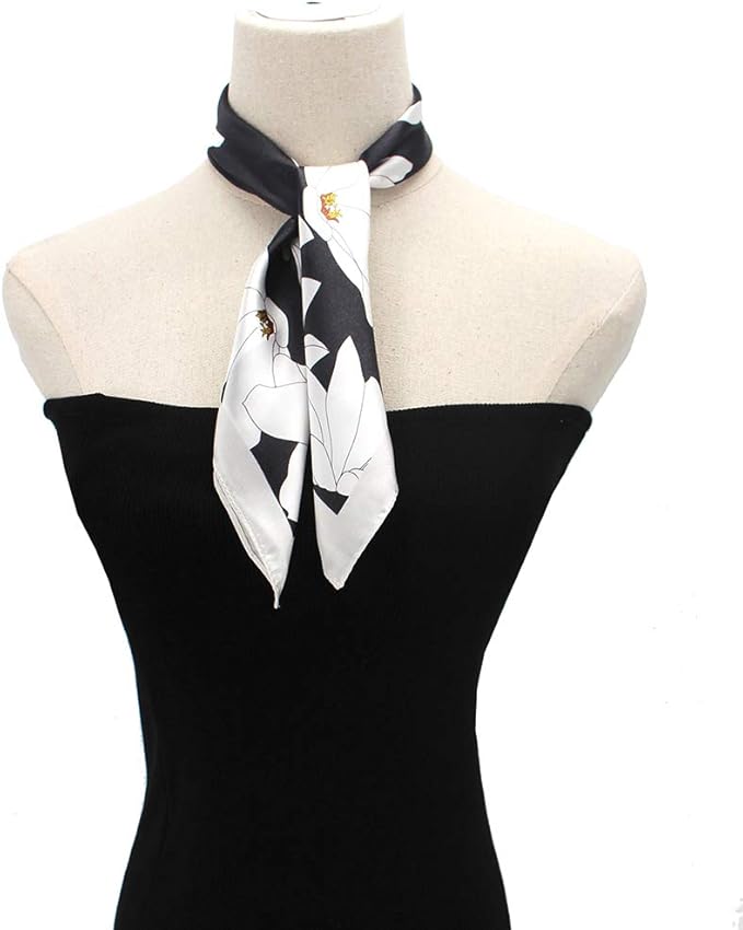 ANDANTINO 100% Real Mulberry Silk Scarf -21'' x 21''- Lightweight Neckerchief –Women Men Small Square Digital Printed Scarves
