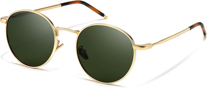 SUNGAIT Ponderable Metal Round Sunglasses for Men Women Classic Vintage Polarized Circle Sun Glasses