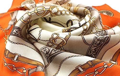 ANDANTINO 100% Real Mulberry Silk Scarf -21'' x 21''- Lightweight Neckerchief –Women Men Small Square Digital Printed Scarves