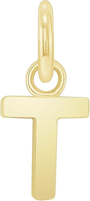 Takar Dainty 10K Gold Mini Initial Letter Pendant, A-Z Bold Gold Letter Charm For Women And Men, Personalized Pendant Charms, Christmas Gift for Women and Men Made In USA