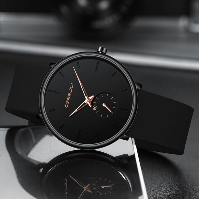 CRRJU Men’s Women Watch Casual Stylish Waterproof Quartz Unisex Wristwatches, Ultra Thin Watches for Men Women, Colorful Silicone Band