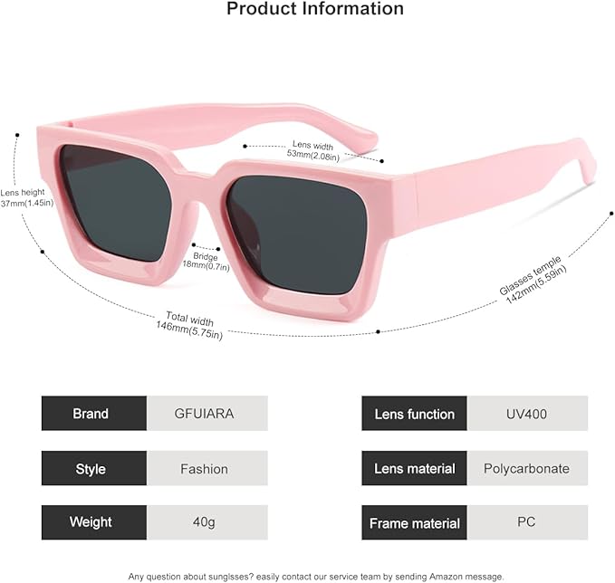 Trendy Square Sunglasses for Men Women Fashion Thick Rectangle Sun Glasses UV Protection Shades Designer Style