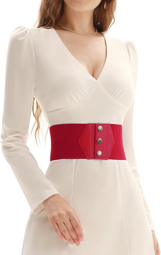 GRACE KARIN Women's Snap-Button Corset Belt Wide Elastic Belts for Dress Stretchy Waistband