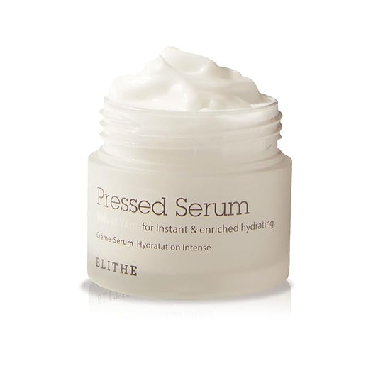 BLITHE Pressed Serum 68.79% Wild Yam Moisturizing Serum with Cream Texture for Women, Vegan Mucin Safe for Sensitive Skin, Korean Skincare 0.91 Fl Oz