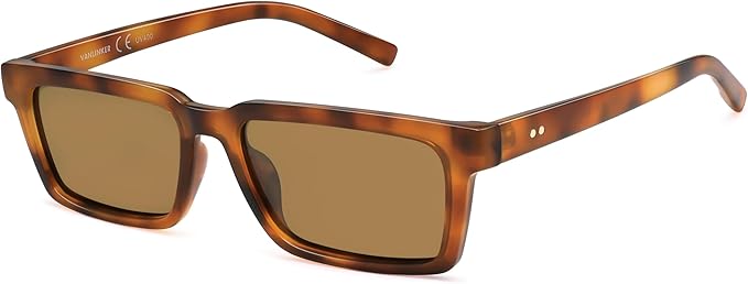 VANLINKER Retro Rectangular Polarized Sunglasses for Women Men Trendy Small Chic 80s 90s Square Sun Glasses VL9877