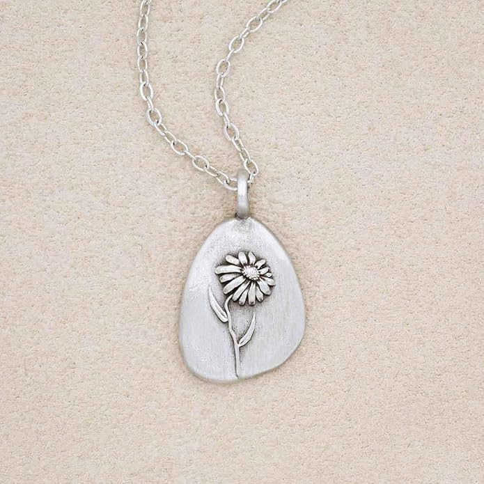 LISA LEONARD DESIGNS Pewter Birth Flower Pendant Necklace Minimalist Jewelry Necklaces For Women Gift For Her Dainty Necklaces