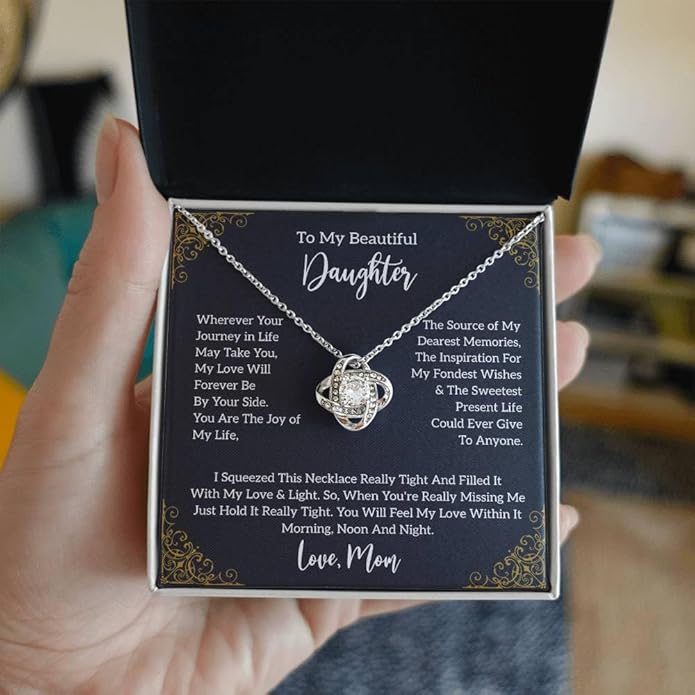 VIRAGIL To My Daughter Gift Necklace From Dad or Mom - Badass Daughter Jewelry With Heartfelt Message & Elegant Box
