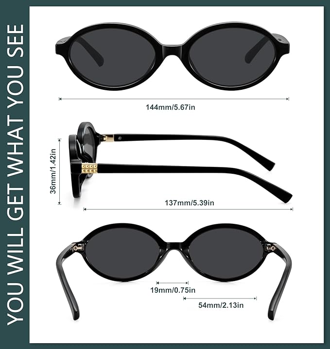WOWSUN Retro Oval Sunglasses Womens Trendy Sun Glasses Sunnies UV400 Protection