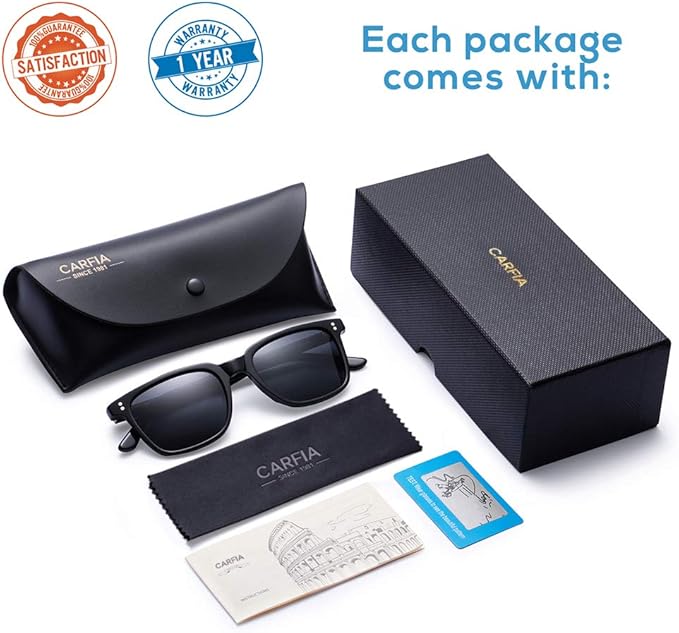 CARFIA Polarized Sunglasses for Women: Acetate, Small/Medium Size, UV400 Anti Glare CA5354