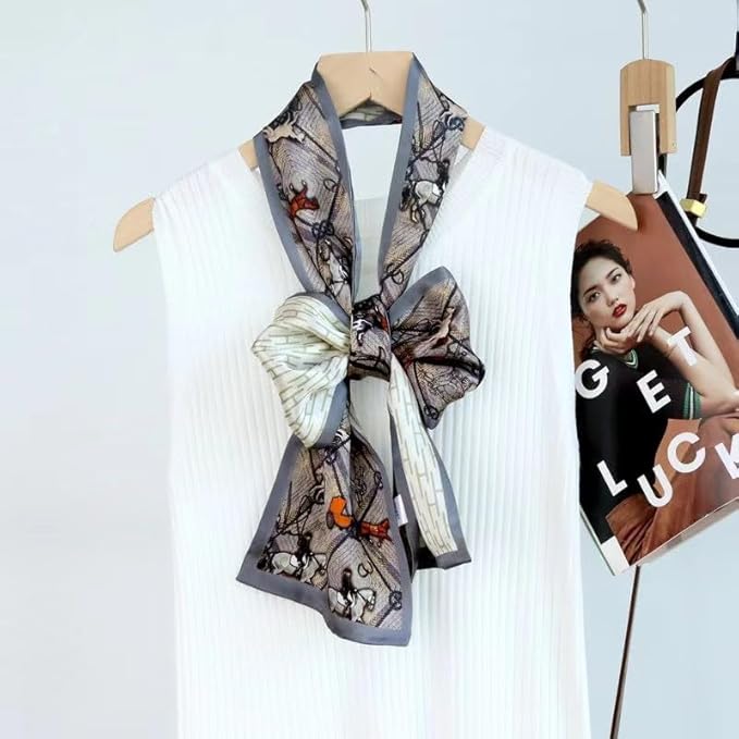 100% Mulberry Silk Ribbon Scarf for Hair Beach Head Wraps for Women Handbag accessories Necktie