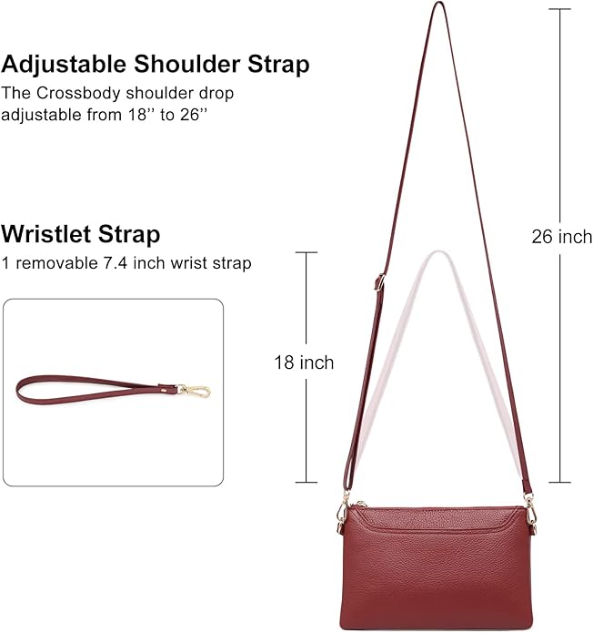 SENDEFN Leather Wristlet Clutch Small Women Crossbody Shoulder Bag Wallet Purses RIFD Card Slots