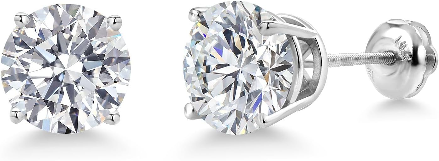 Gem Stone King 0.20 to 6 Cttw 14K Gold Lab Grown Diamond Stud Earrings | Gold Earrings For Women Men | E-F Color | VS1-VS2 Clarity