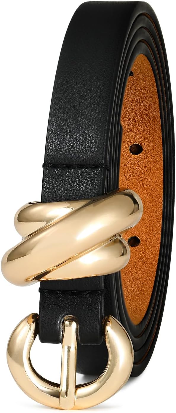 Fashion Waist Belt with Gold Buckle Women's Belts for Jeans Stylish Leather Belts for Women