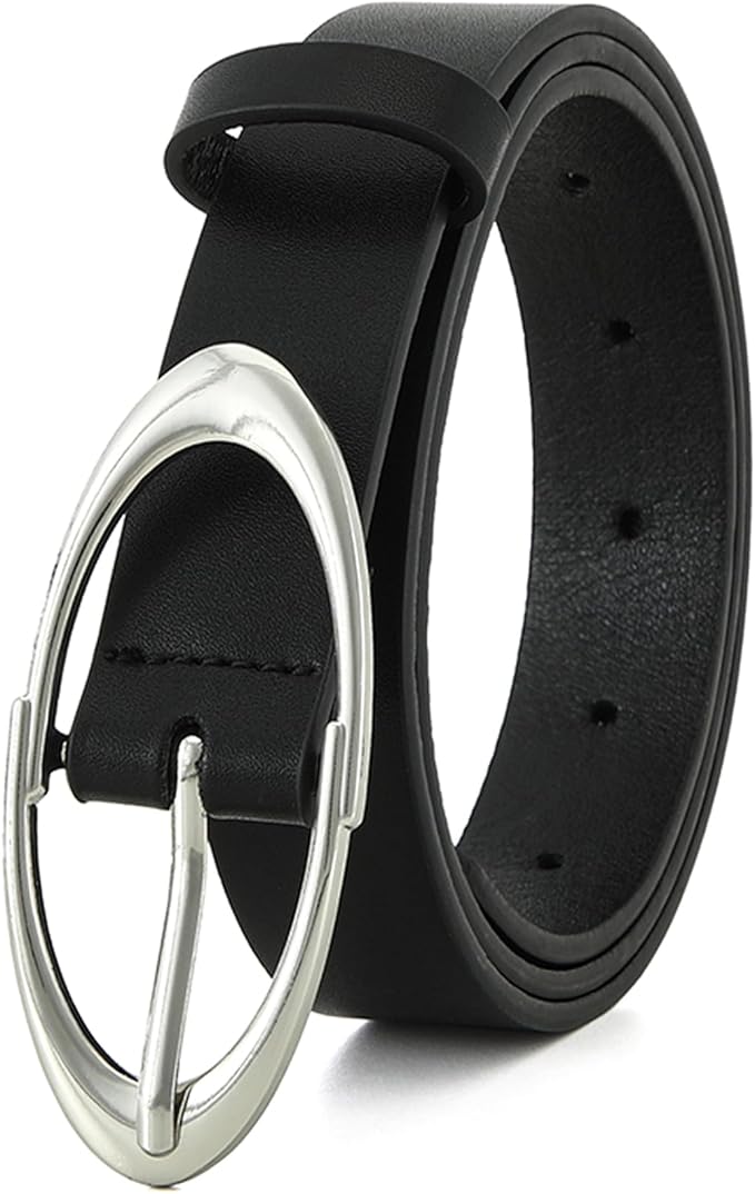 Earnda Women Faux Leather Belt for Jeans Pants Fashion Ladies Waist Belts with Gold Silver Oval Buckle
