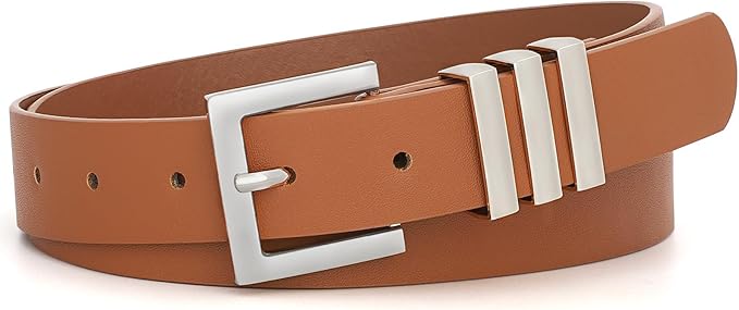 XZQTIVE Plus Size Women's Leather Belts for Jeans Pants Dress Fashion Ladies Waist Belt with Square Gold Buckle