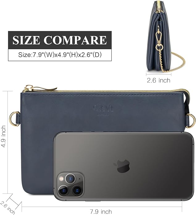 Wristlet Purses for Women, Vegan Leather Crossbody Evening Zip Clutch Bag with Strap | Vegan Leather, Evening, Zip, with Strap