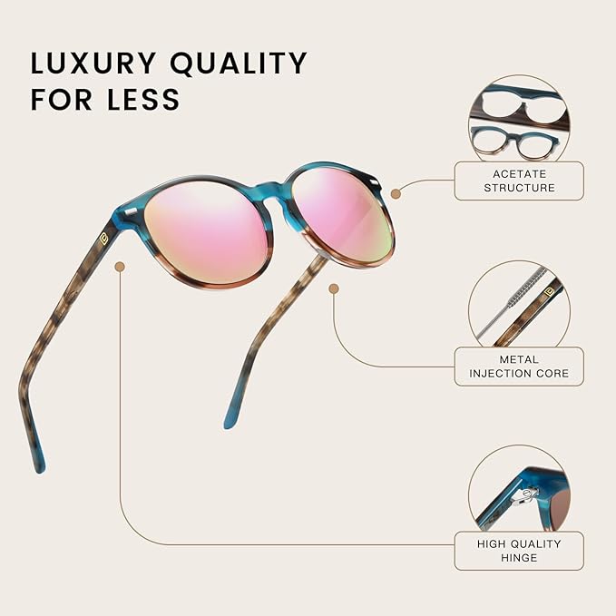 DUCO Polarized Sunglasses for Women Retro Round Women's Sunglasses Classic Vintage UV400 Shades DC1230