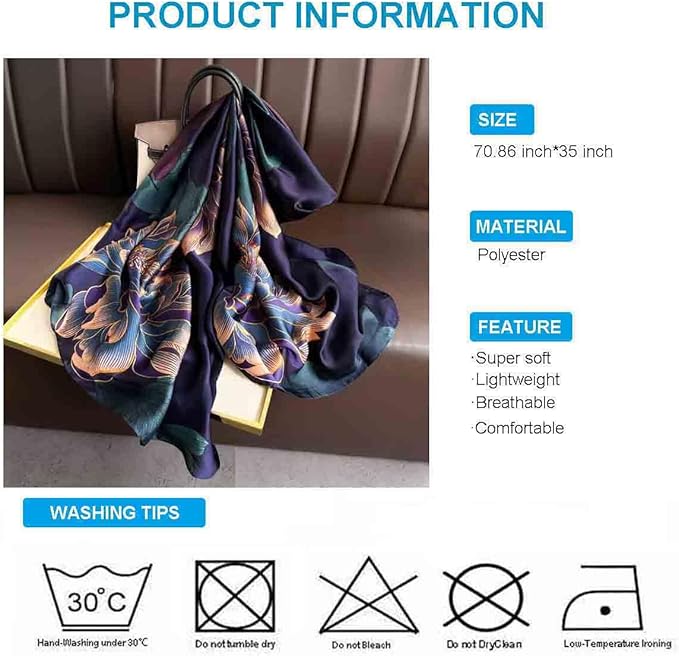 Xyueanlo Scarfs for Women Lightweight Scarves Fashion Print Floral Pattern Head Scarf Wraps Shawls