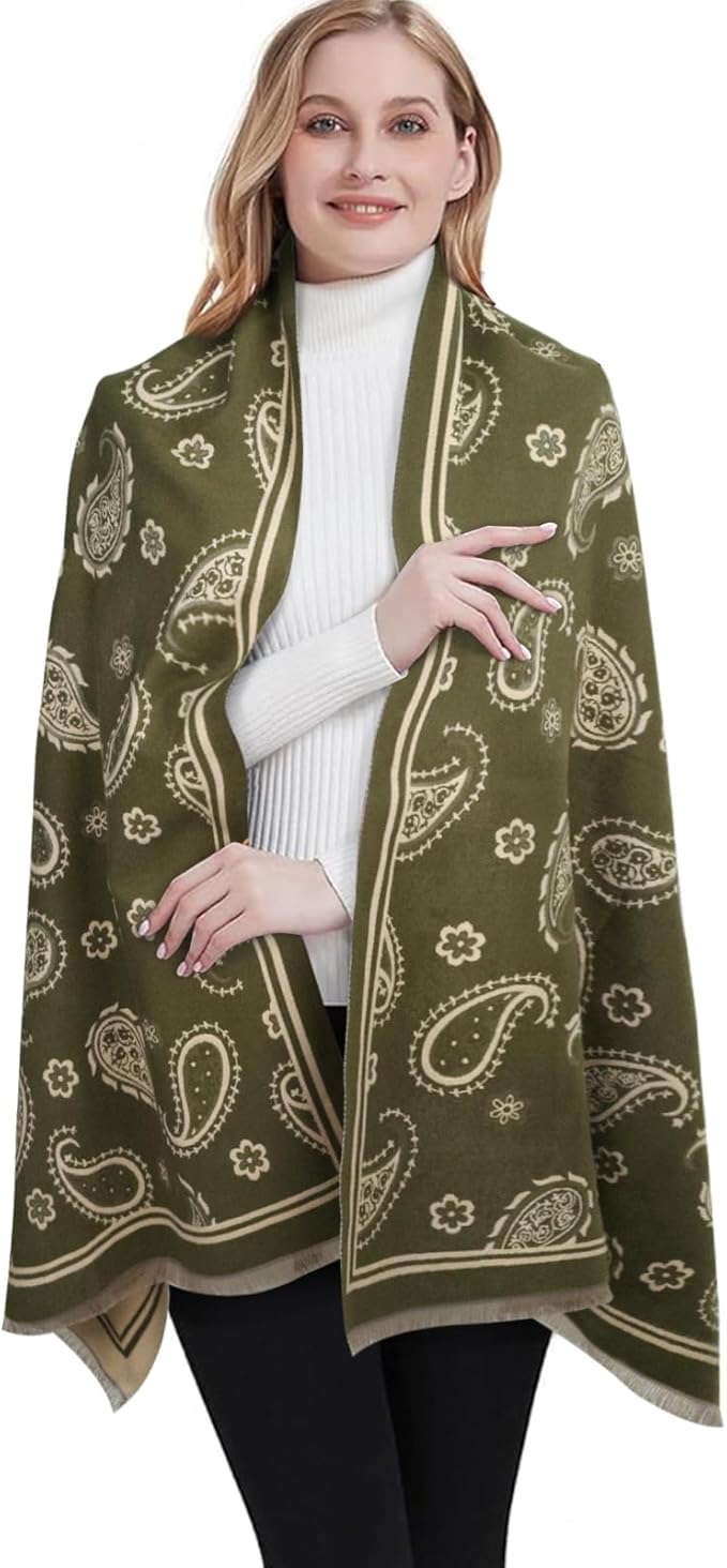 EXTREE Scarfs for Women Pashmina Silky Shawl Wrap for Evening Dressing Blanket Open Front Poncho Cape