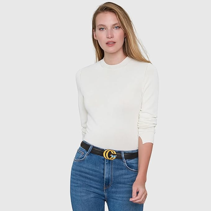 Relang Women's Belts with Gold Buckle, Fashion Waist Band, Elegant Ladies' Belt, Gift for Women