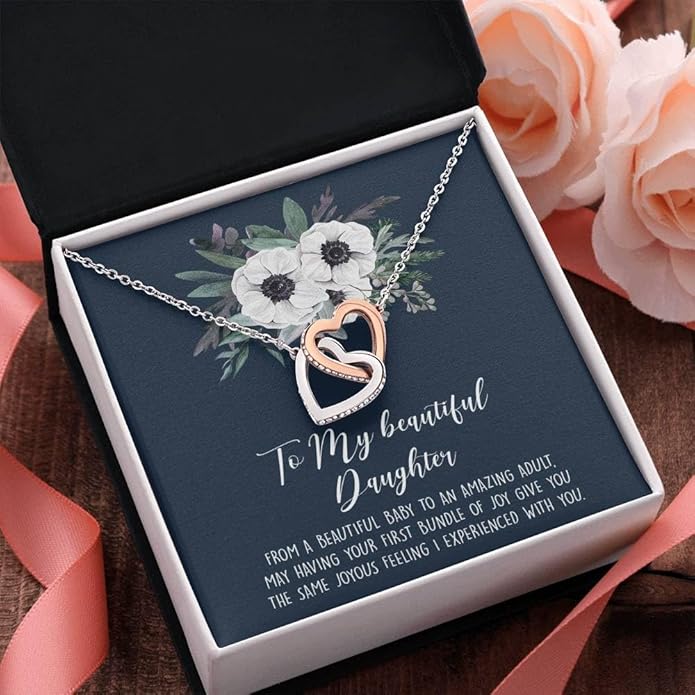 VIRAGIL To My Daughter Gift Necklace From Dad or Mom - Badass Daughter Jewelry With Heartfelt Message & Elegant Box