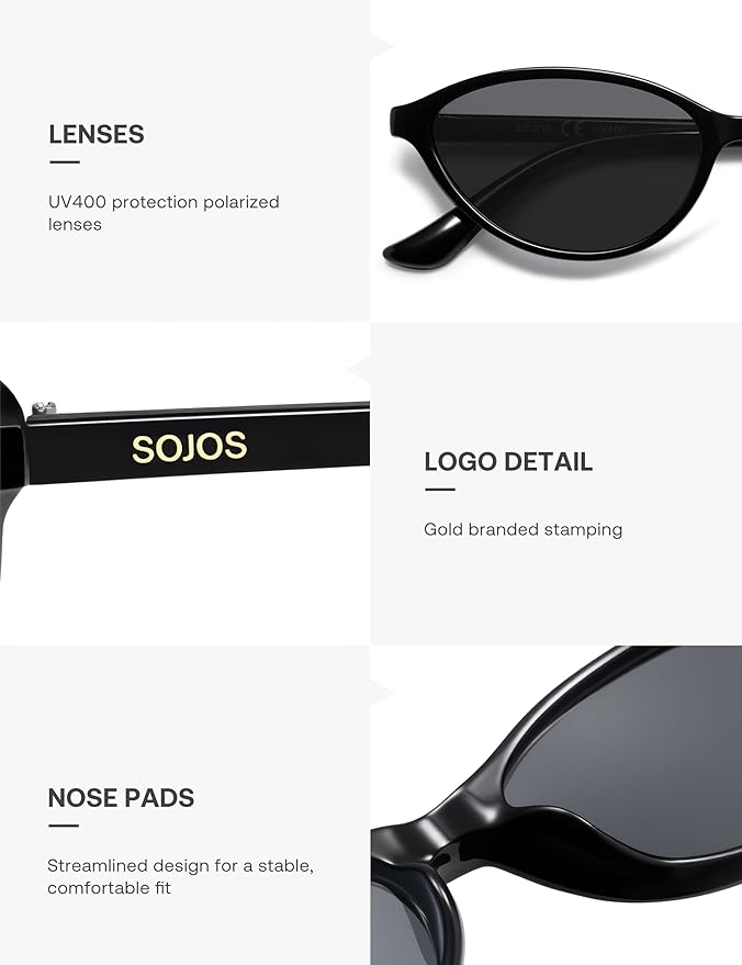 SOJOS Trendy Polarized Oval Sunglasses for Women Retro Chic 90s Shades Lightweight Sunnies SJ2656