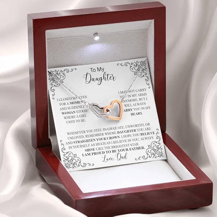 VIRAGIL To My Daughter Gift Necklace From Dad or Mom - Badass Daughter Jewelry With Heartfelt Message & Elegant Box