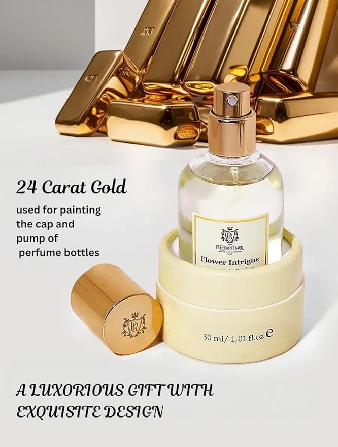 PREparfume From France Flower Intrigue for Women 30ml – Fresh Aquatic Floral Scent From France – Luxury Fragrance with Lotus, Mint – Long Lasting Perfume With Amberwood and Oud Notes
