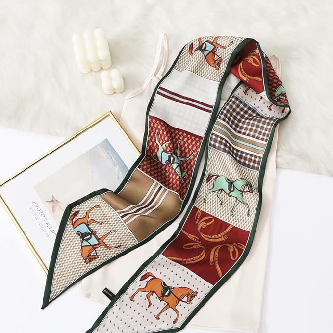 Silk Head Scarf for Hair Fashion Headwrap for Women Lightweight Neck Tie