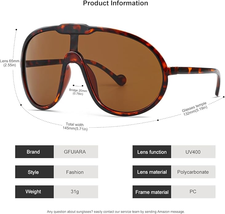 Trendy Oversized Sunglasses for Women Men Fashion Shield Aviator Sun Glasses UV400 Protection Goggles