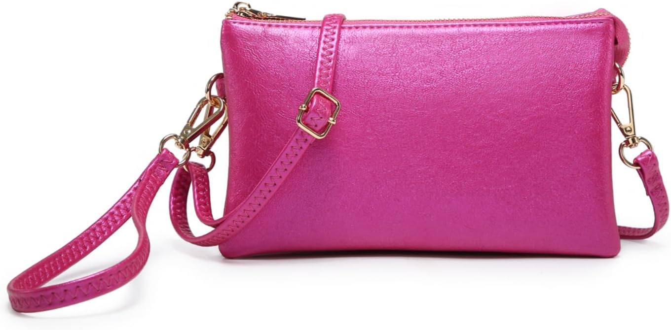 JEN & CO. Riley Small Crossbody Bags for Women Vegan Leather Wristlet Clutch Wallet Purses Handbags with 2 Straps