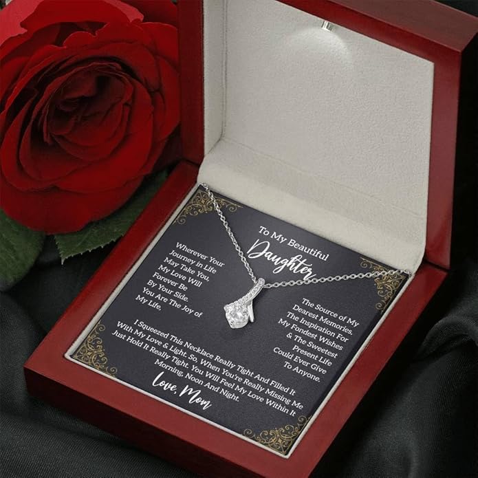VIRAGIL To My Daughter Gift Necklace From Dad or Mom - Badass Daughter Jewelry With Heartfelt Message & Elegant Box