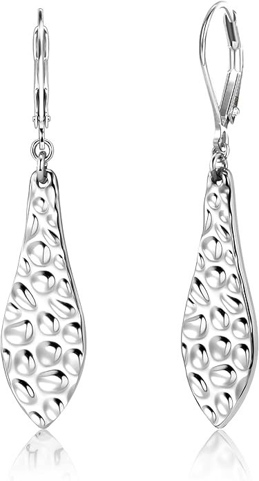 ALEXCRAFT 925 Sterling Silver Dangle Earrings for Women, 14K Gold Plated French Leverback Earrings, Hypoallergenic Lightweight Statement Hammer Square Bar Long Drop Earing for Women Trendy Jewelry