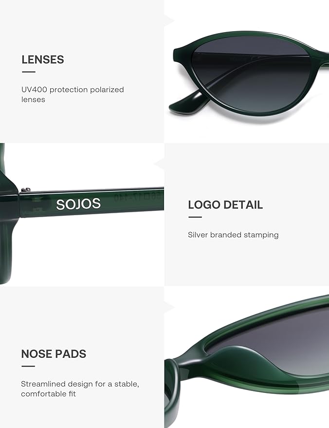 SOJOS Trendy Polarized Oval Sunglasses for Women Retro Chic 90s Shades Lightweight Sunnies SJ2656