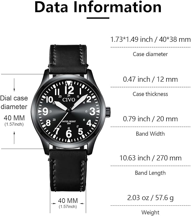 CIVO Analog Wrist Watches for Men: Waterproof Stainless Steel Mens Watches - Silver Watch with Easy Read Dial Men's Watch for Gift