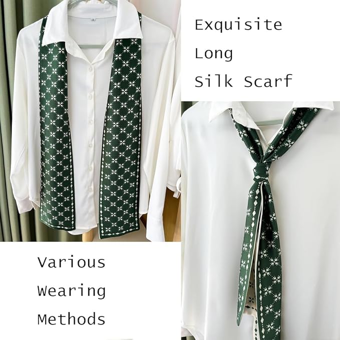 Silk Head Scarf for Hair Fashion Headwrap for Women Lightweight Neck Tie