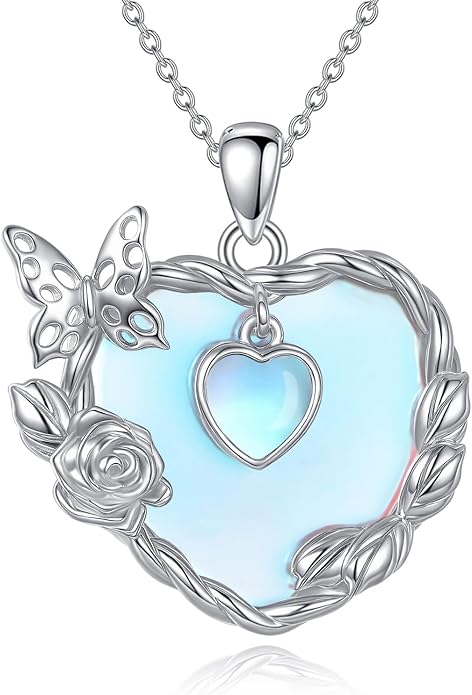 Moonstone Necklace for Women dragonfly Necklace 925 Sterling Silver Teardrop Moonstone Pendant Necklace Dragonfly Jewelry Gifts for Women