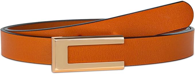 Women's Fashion Classic Metal Buckle Leather Belt with Jeans Dress