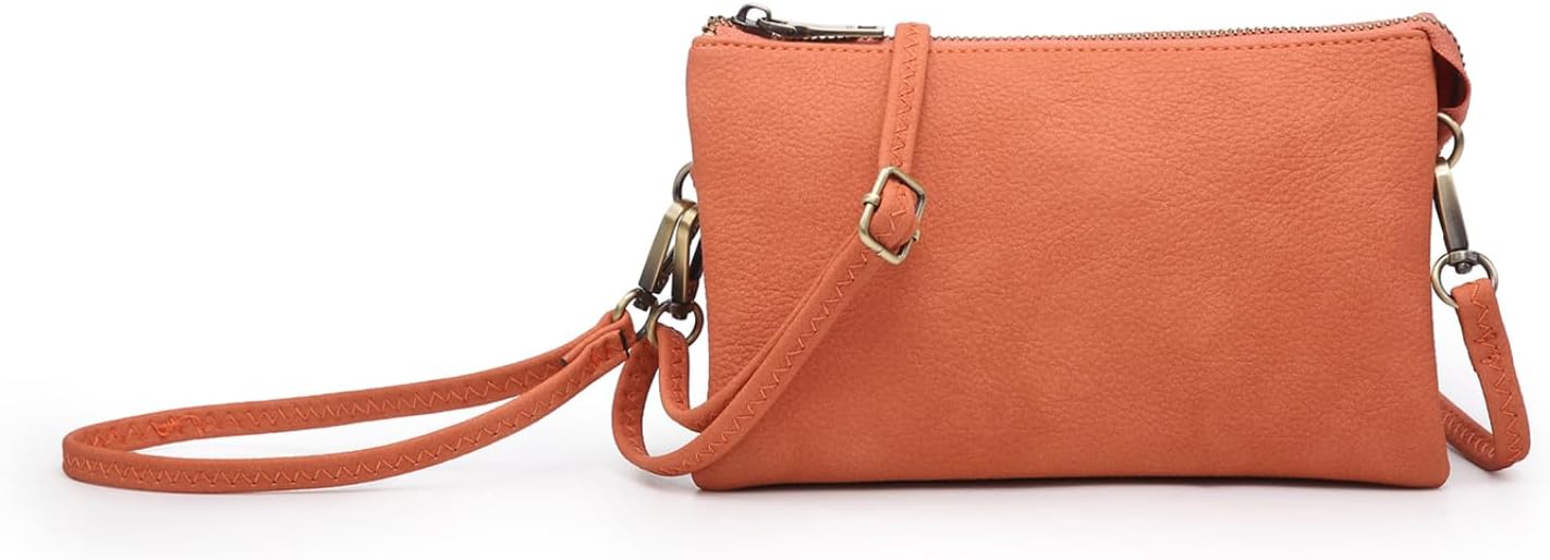 JEN & CO. Riley Small Crossbody Bags for Women Vegan Leather Wristlet Clutch Wallet Purses Handbags with 2 Straps