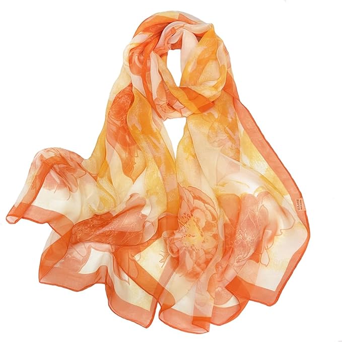 Pokeedioty Scarfs for Women Lightweight Fashion Scarves Elegant Floral Pattern Sheer Scarfs Sunscreen Shawls Wraps