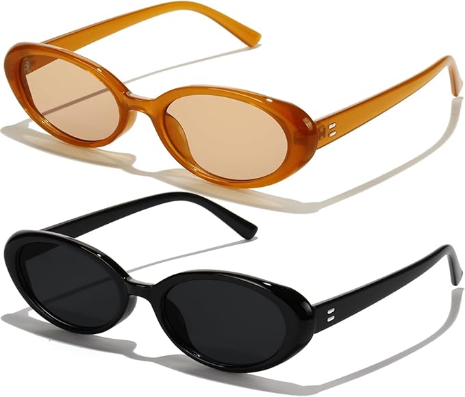Oval Sunglasses for Women Men Fashion Small 90s Style Sun Glasses UV400