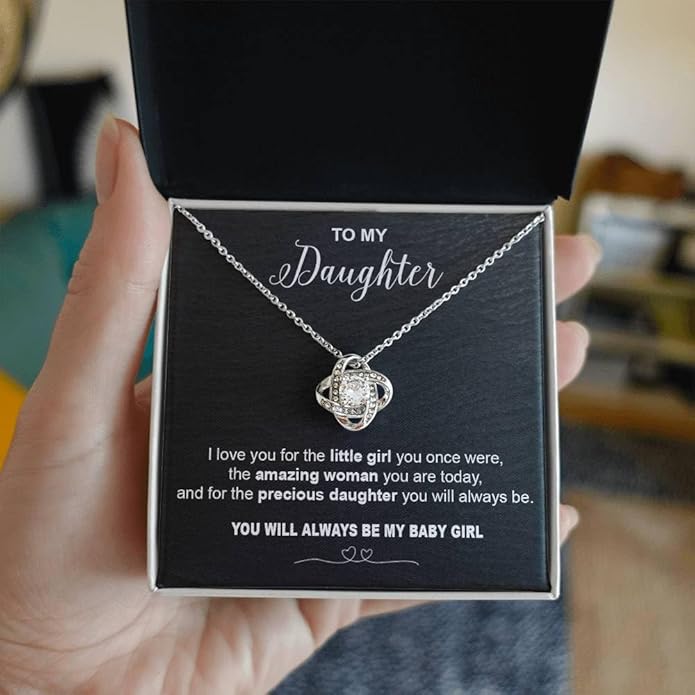 VIRAGIL To My Daughter Gift Necklace From Dad or Mom - Badass Daughter Jewelry With Heartfelt Message & Elegant Box