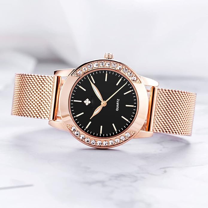 Fashion Watches for Women Rose Gold Stainless Steel Mesh Band Watch Elegant Ladies Gifts Waterproof Wrist Watch