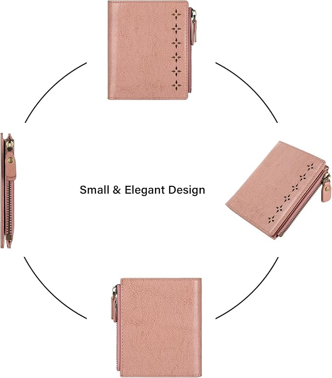 Lavemi Ultra Thin Small Compact Leather Womens Girls Wallets RFID Blocking Credit Card Holder for Women