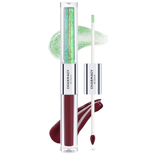 CHARMACY Multichrome Double Head Non-Stick Lip Glaze, Metallic Colourful Lip Gloss, Anti-transfer, Long Lasting Waterproof Liquid Lipstick Makeup (#03)