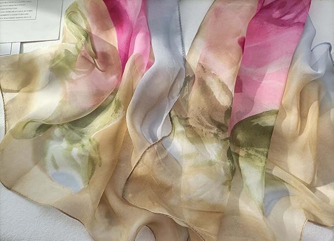 Pokeedioty Scarfs for Women Lightweight Fashion Scarves Elegant Floral Pattern Sheer Scarfs