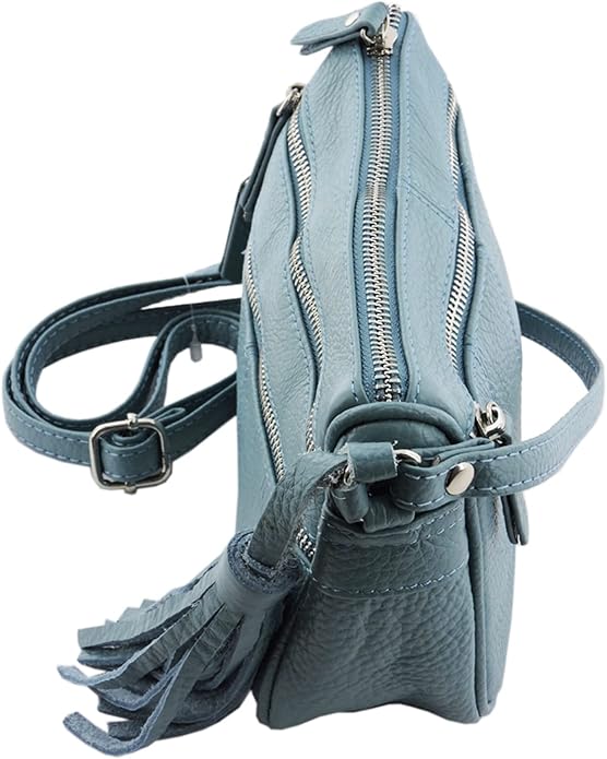 Cowhide Leather Women's Shoulder Purse Small Cross Body Organizer Bag with Many Pockets