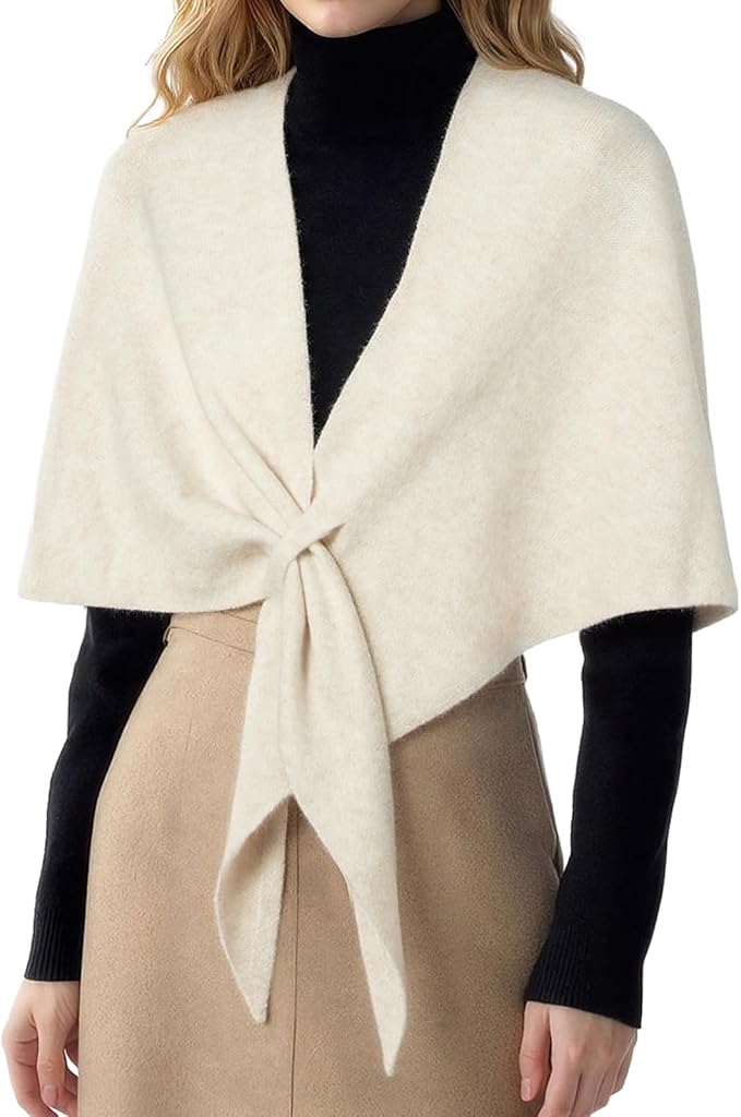 RIIQIICHY Shawl Wrap Women Pashmina Triangle Cape Knit Sweater Scarf for Fall Winter Fashion Accessory